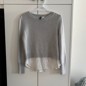 H&M Light Gray Sweater with White Layered Hem